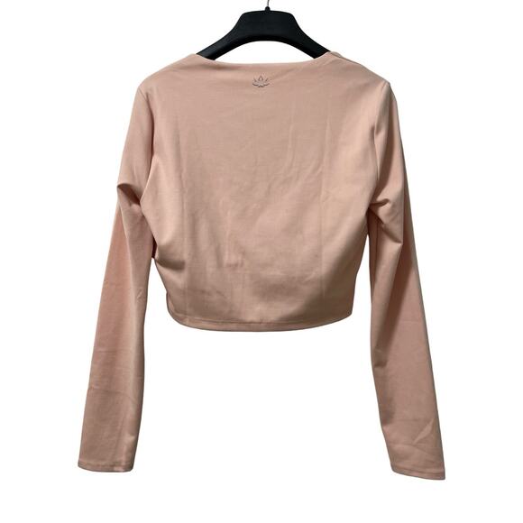 Beyond Yoga Heather Rib Frame Crop Pullover Top Size L Pink Athleisure Gym Yoga - Picture 2 of 8